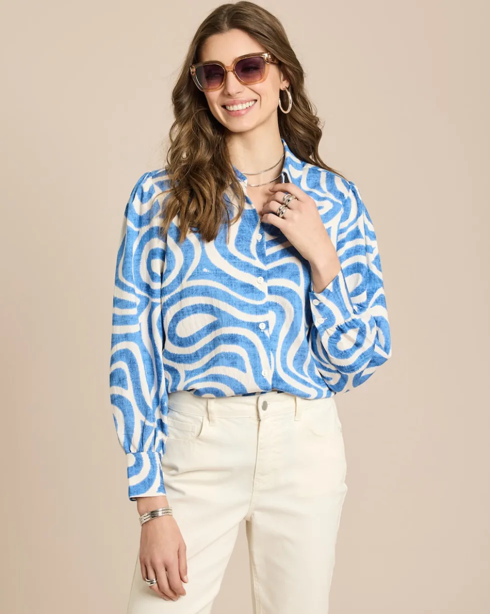 Langarm Bluse mit Allover-Muster