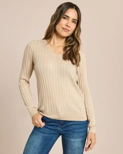 Langarm Pullover mit Metallic Garn