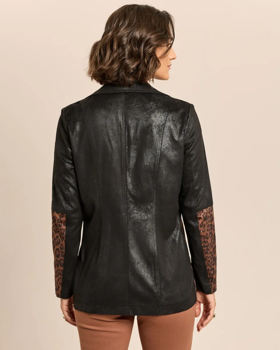 Lederimitatjacke mit Bikerelementen