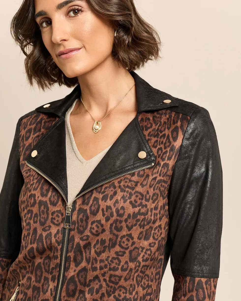 Lederimitatjacke mit Bikerelementen