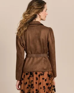 Lederimitatjacke mit Schleifengürtel