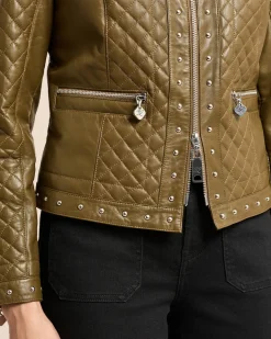 Lederjacke gesteppt mit Nieten