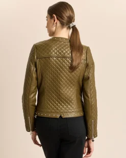Lederjacke gesteppt mit Nieten