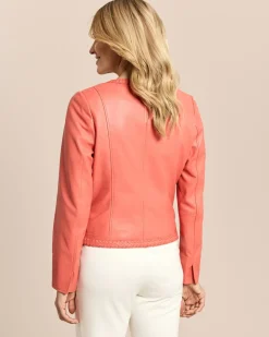 Lederjacke mit Flechtdetails