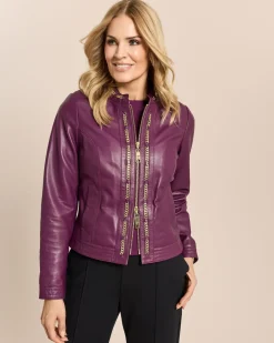 Lederjacke mit Kettendetails
