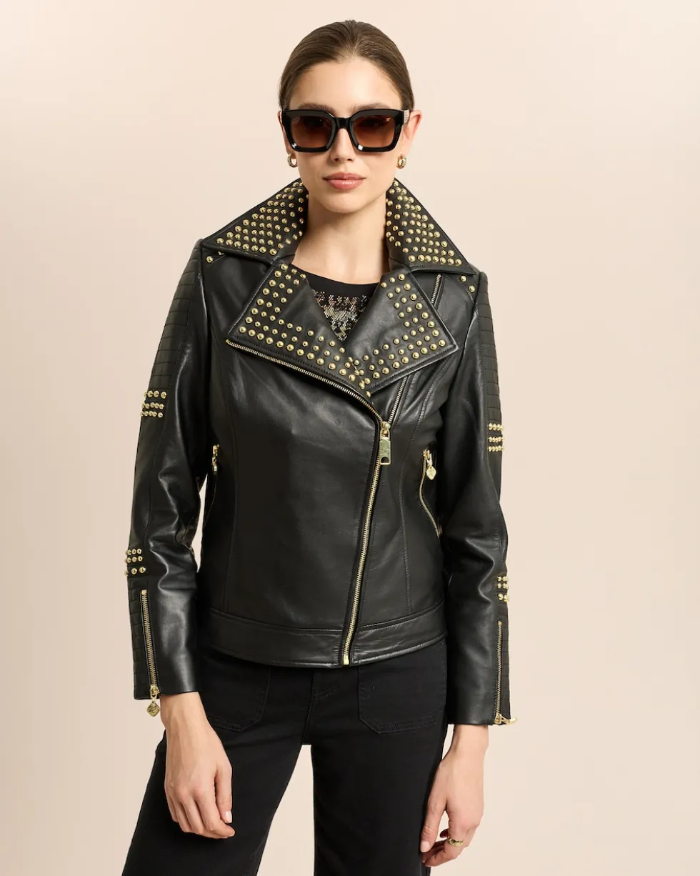 Lederjacke mit Nieten