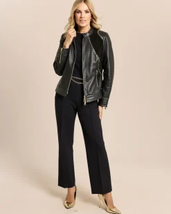 Lederjacke mit Nieten und Velour