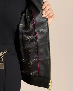 Lederjacke mit Nieten und Velour