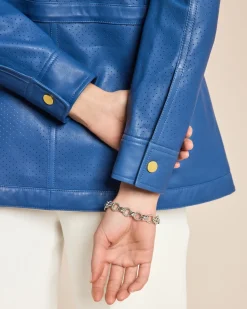 Lederjacke mit Perforierungsdetails