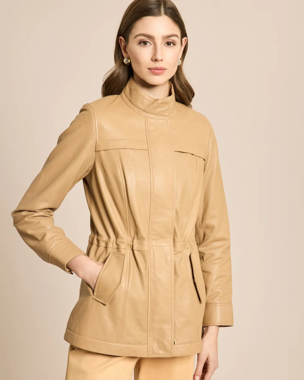 Lederjacke mit Perforierungsdetails
