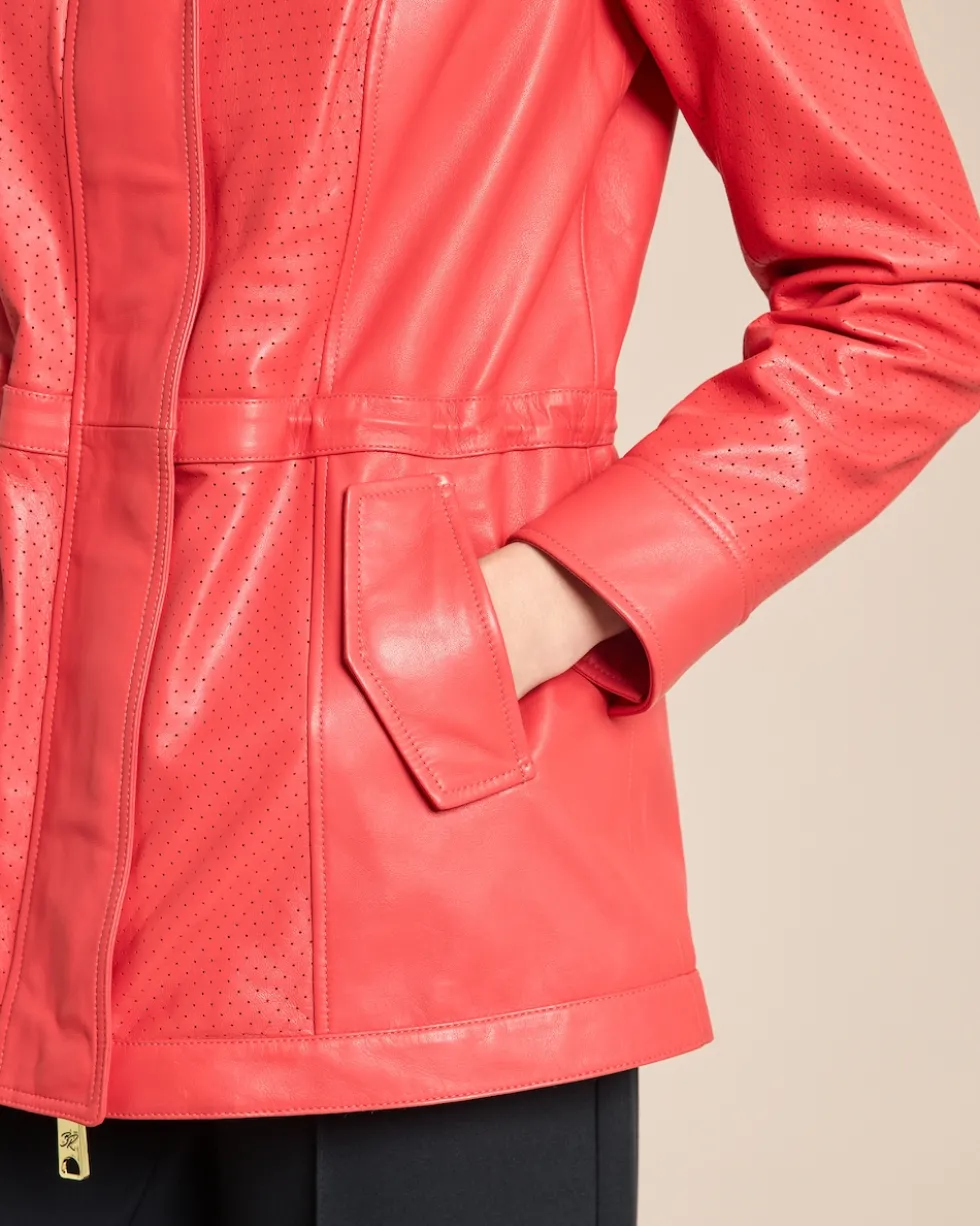 Lederjacke mit Perforierungsdetails