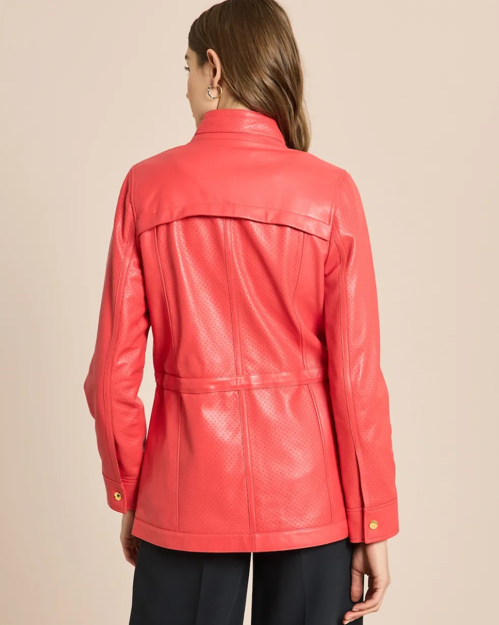 Lederjacke mit Perforierungsdetails