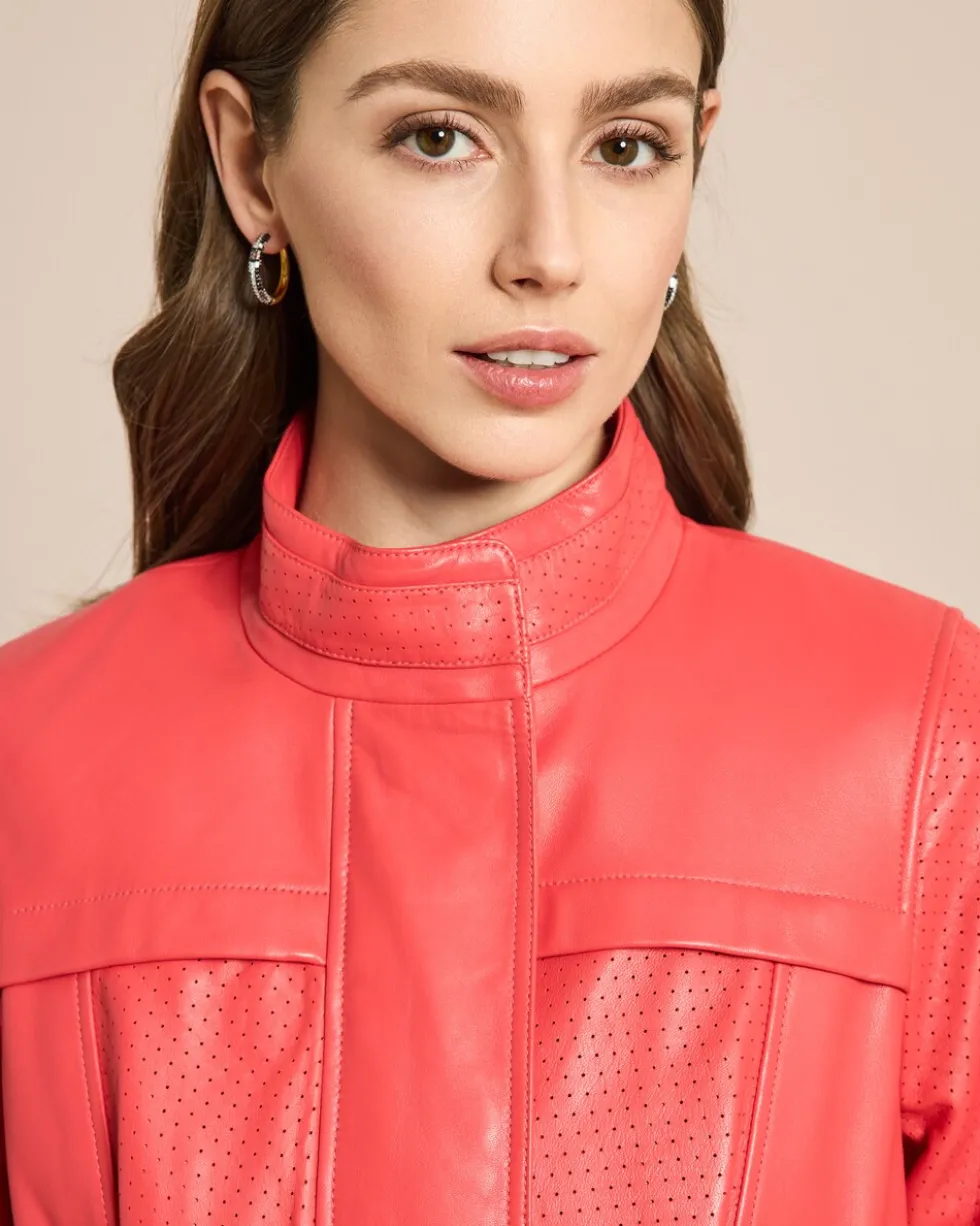 Lederjacke mit Perforierungsdetails