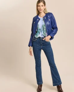 Lederjacke mit Steppung