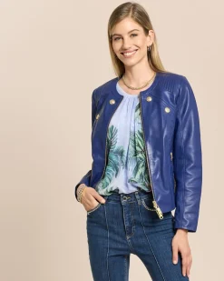 Lederjacke mit Steppung