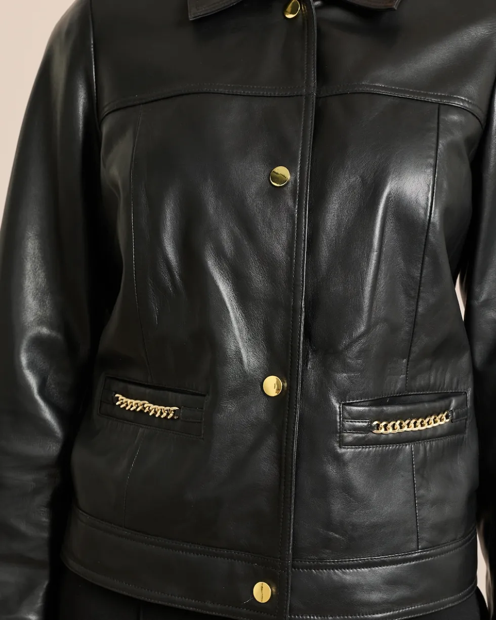 Lederjacke mit Verzierung