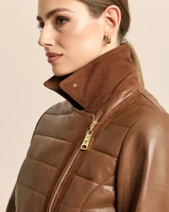 Lederjacke mit Webpelzkragen