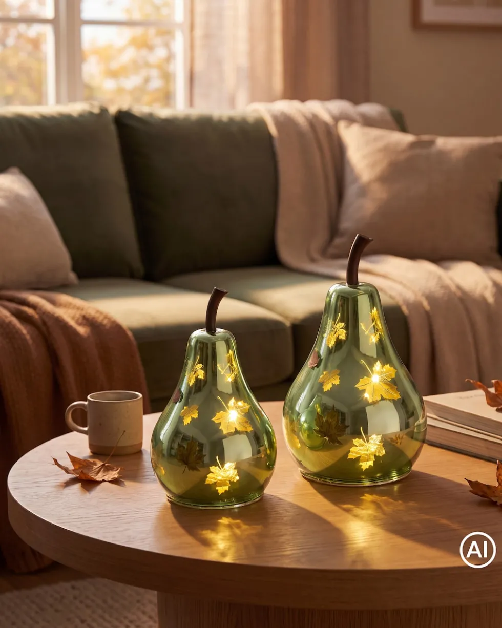 LED Glasfrüchte "Herbst Design", 2tlg.