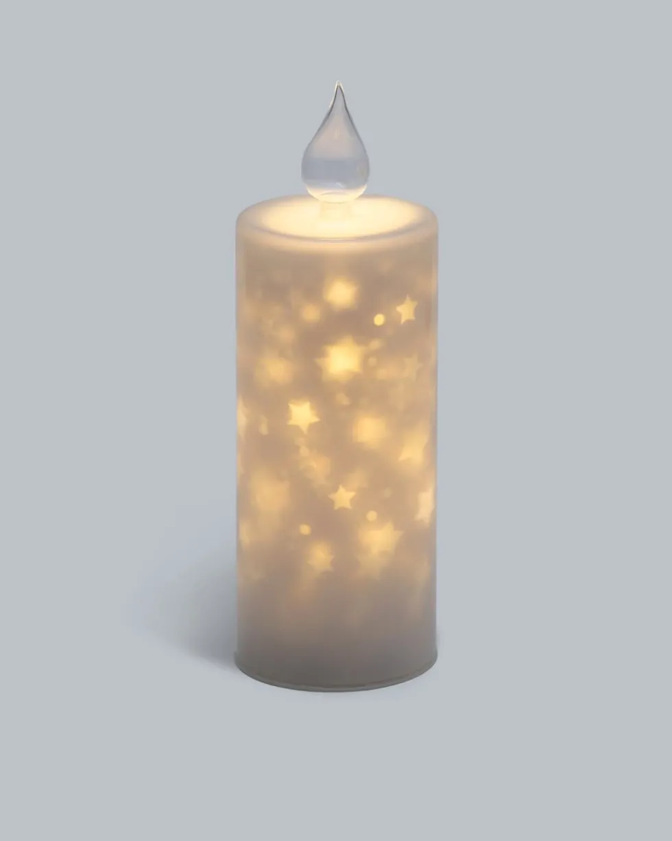LED-Glaskerze mit rotierenden Sternen