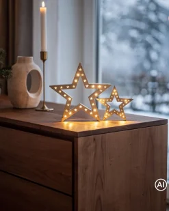 LED-Holzdekoration „Sterne