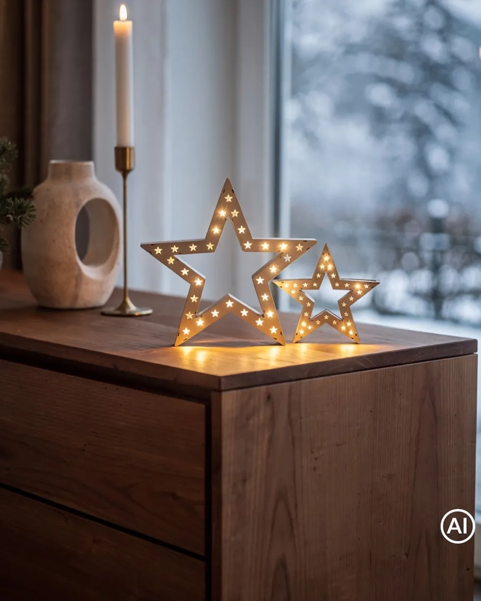 LED-Holzdekoration „Sterne
