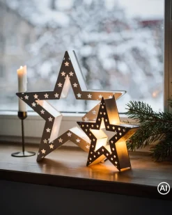 LED-Holzdekoration „Sterne
