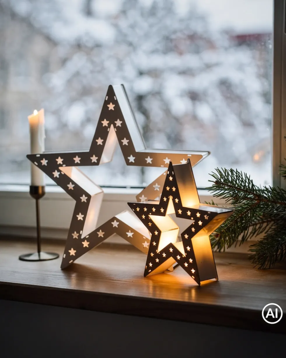 LED-Holzdekoration „Sterne