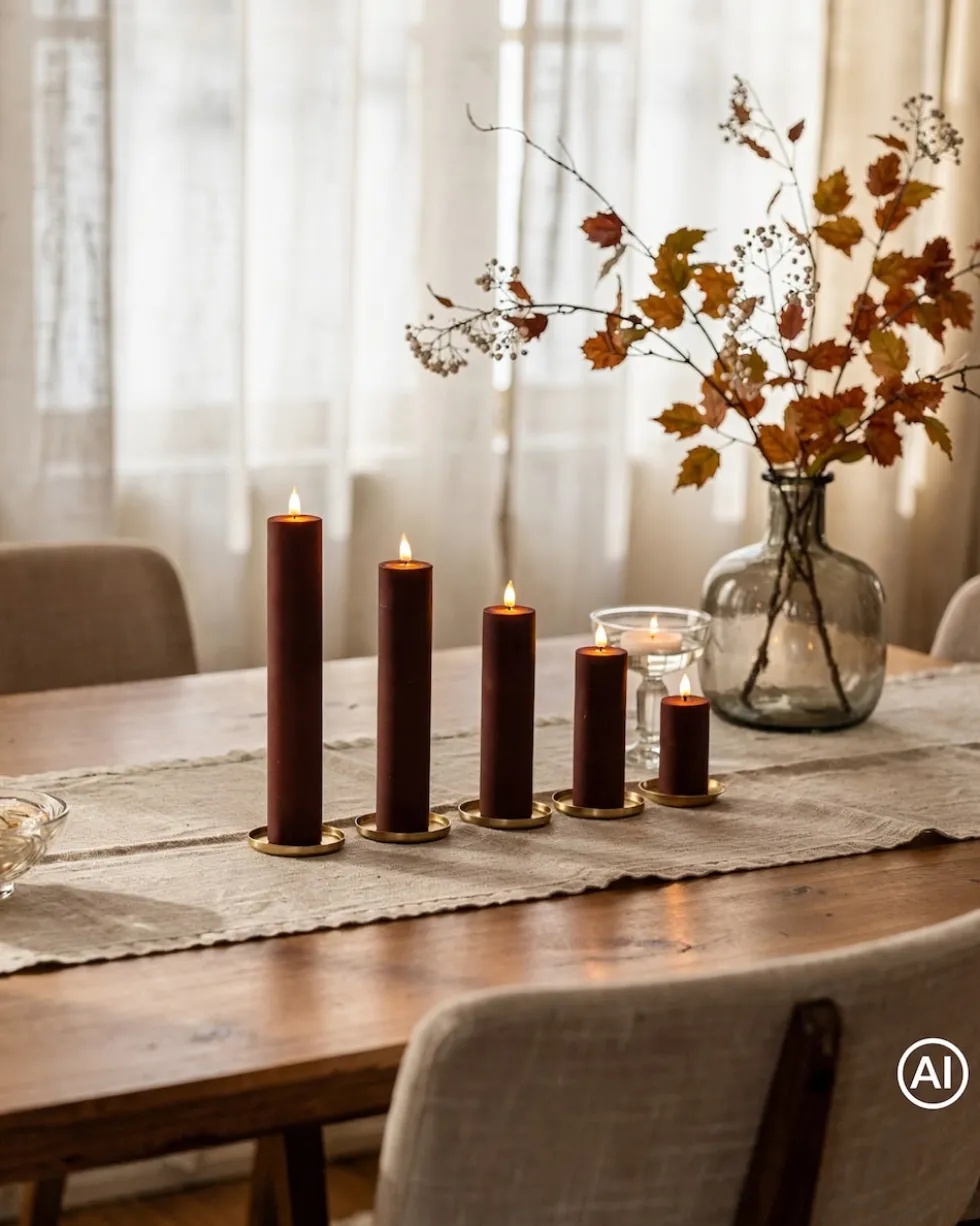 LED-Kerzen-Set "Samt Look", 5tlg.