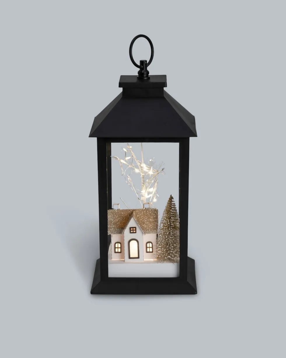 LED Outdoor Laterne mit Winterlandschaft