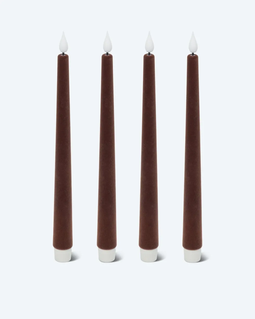 LED-Stabkerzen in Samt-Optik, 4tlg.