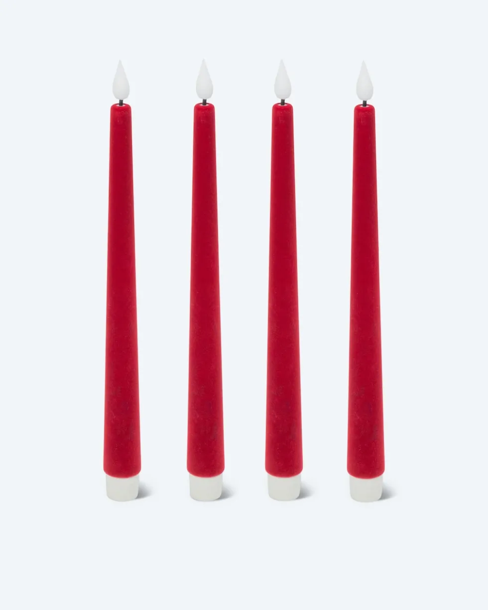LED-Stabkerzen in Samt-Optik, 4tlg.