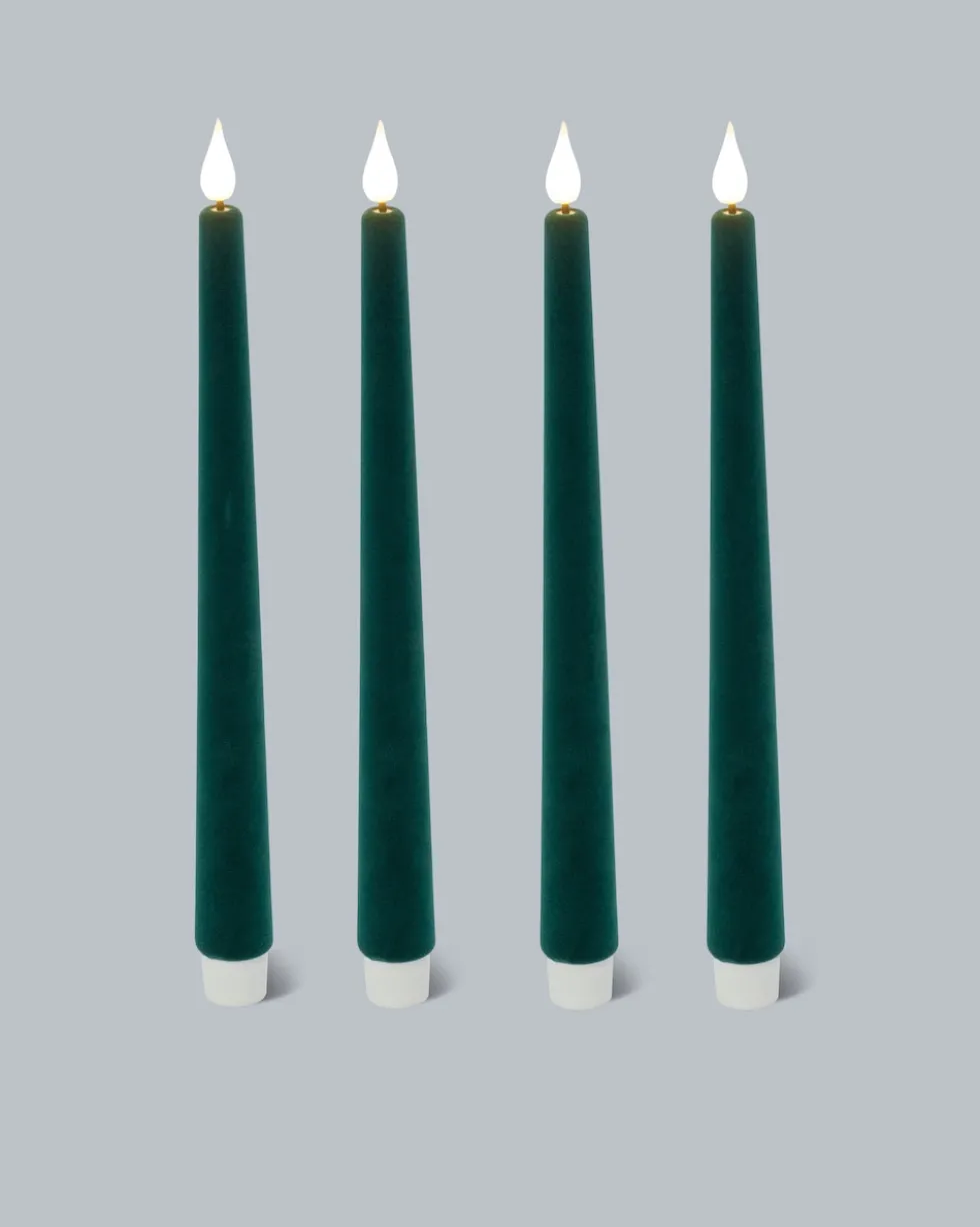 LED-Stabkerzen in Samt-Optik, 4tlg.