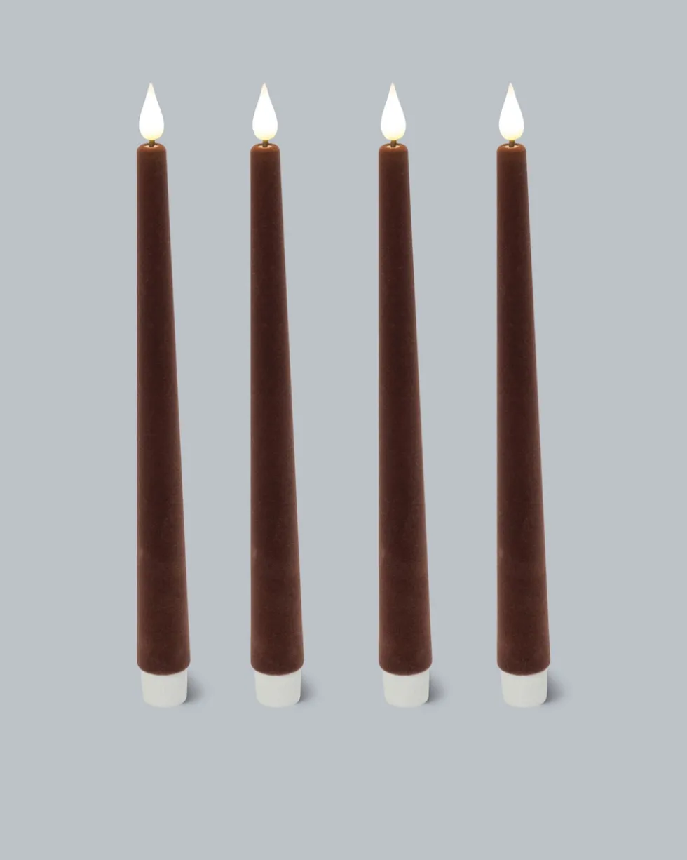 LED-Stabkerzen in Samt-Optik, 4tlg.