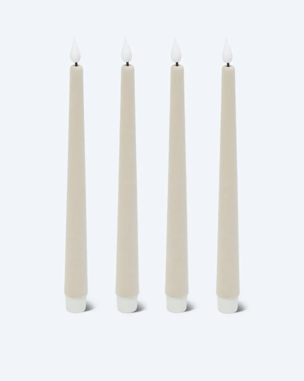 LED-Stabkerzen in Samt-Optik, 4tlg.