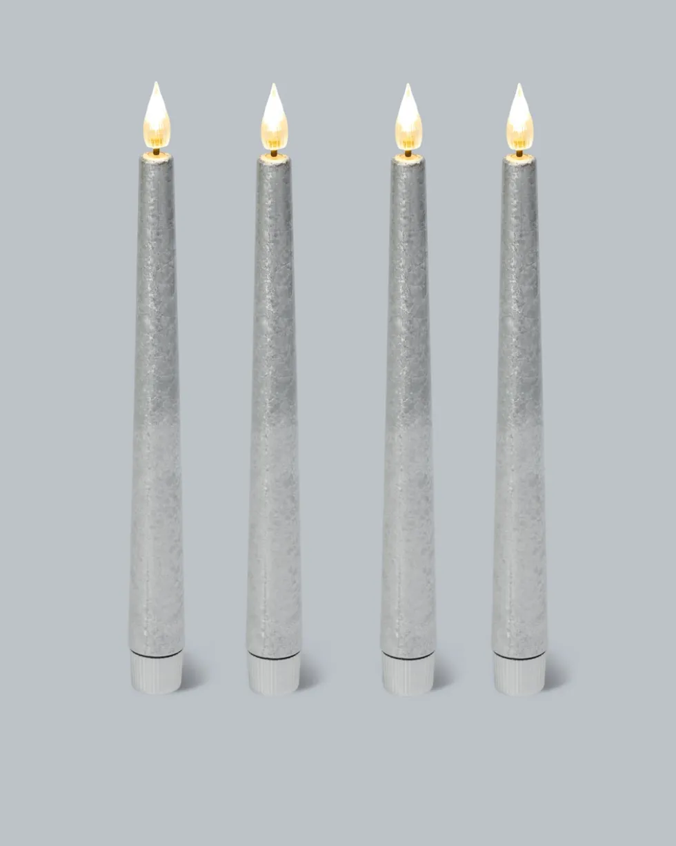 LED-Stabkerzen "Metallic", 4tlg.