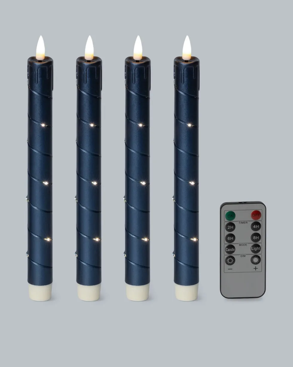 LED-Stabkerzen mit Draht und Fernbedienung, 4tlg.