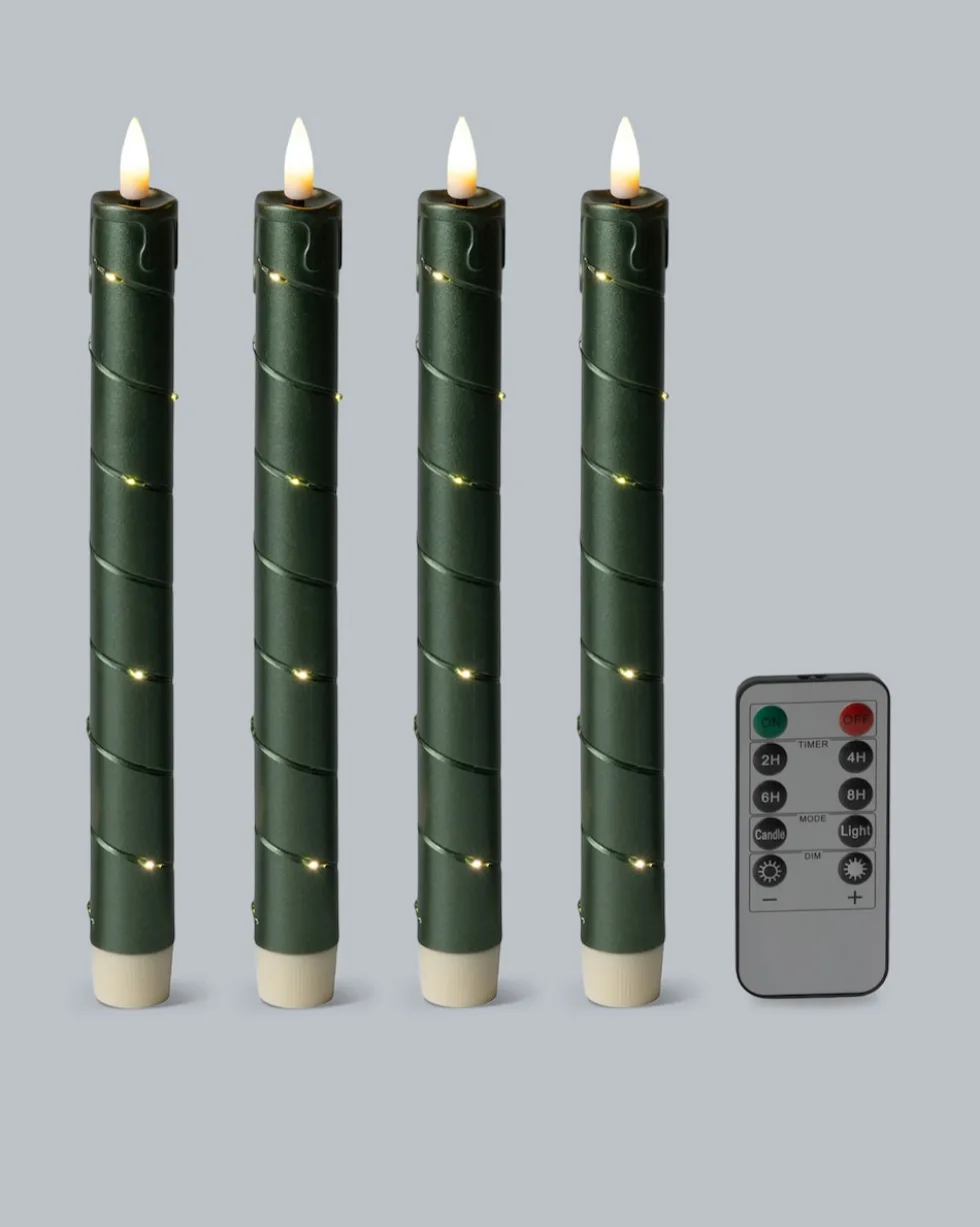 LED-Stabkerzen mit Draht und Fernbedienung, 4tlg.