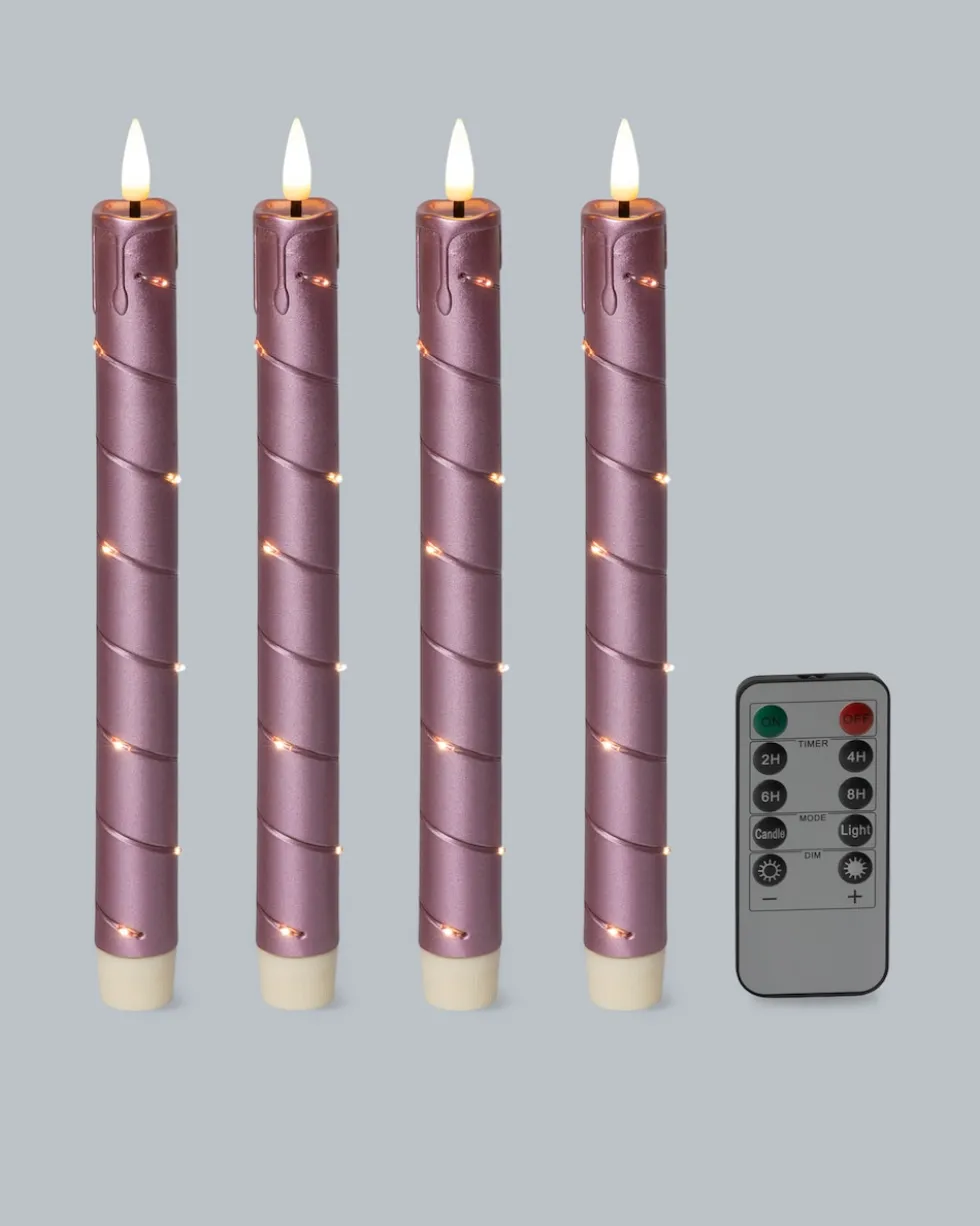 LED-Stabkerzen mit Draht und Fernbedienung, 4tlg.