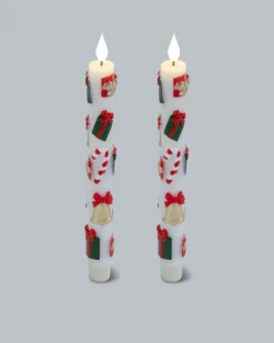 LED-Stabkerzen mit Weihnachtsmotiven, 2tlg.