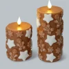 LED-Stumpenkerzen "Lebkuchen", 2tlg.