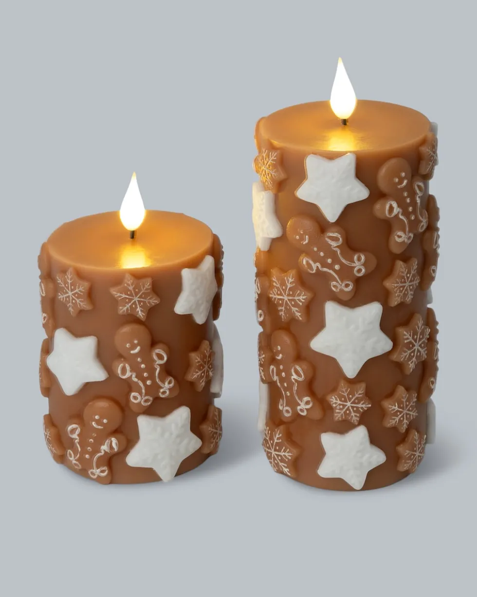 LED-Stumpenkerzen "Lebkuchen", 2tlg.