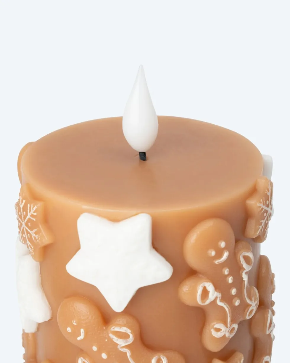 LED-Stumpenkerzen "Lebkuchen", 2tlg.