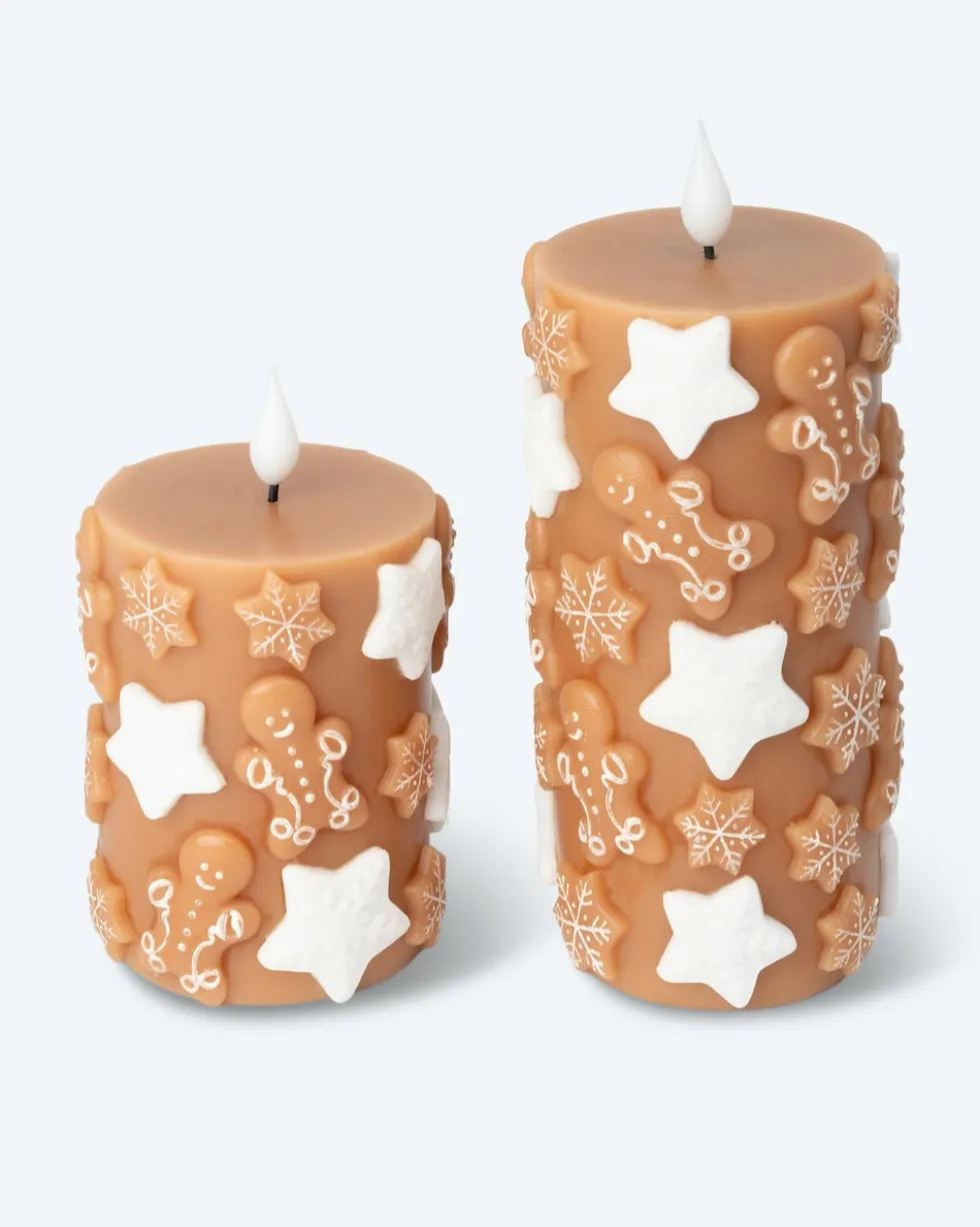 LED-Stumpenkerzen "Lebkuchen", 2tlg.