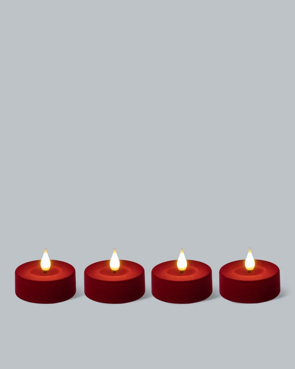 LED-Teelichter in Samt-Optik, 4tlg.