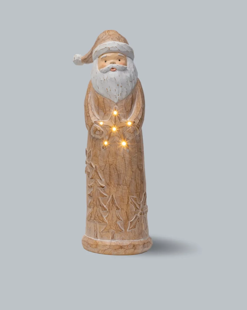 LED Weihnachtsmann-Figur in Holzoptik
