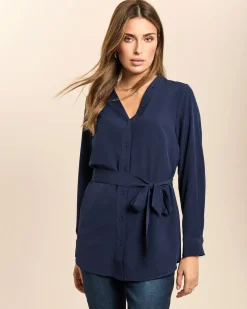 Longbluse mit Gürtel
