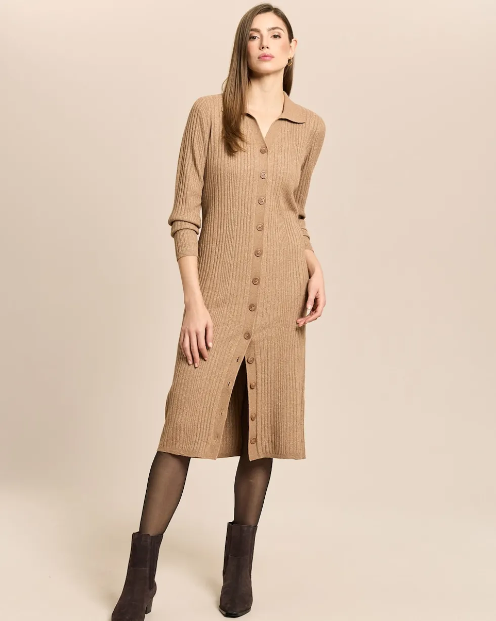 Longcardigan mit Rippstrickmuster