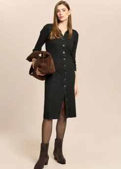 Longcardigan mit Rippstrickmuster