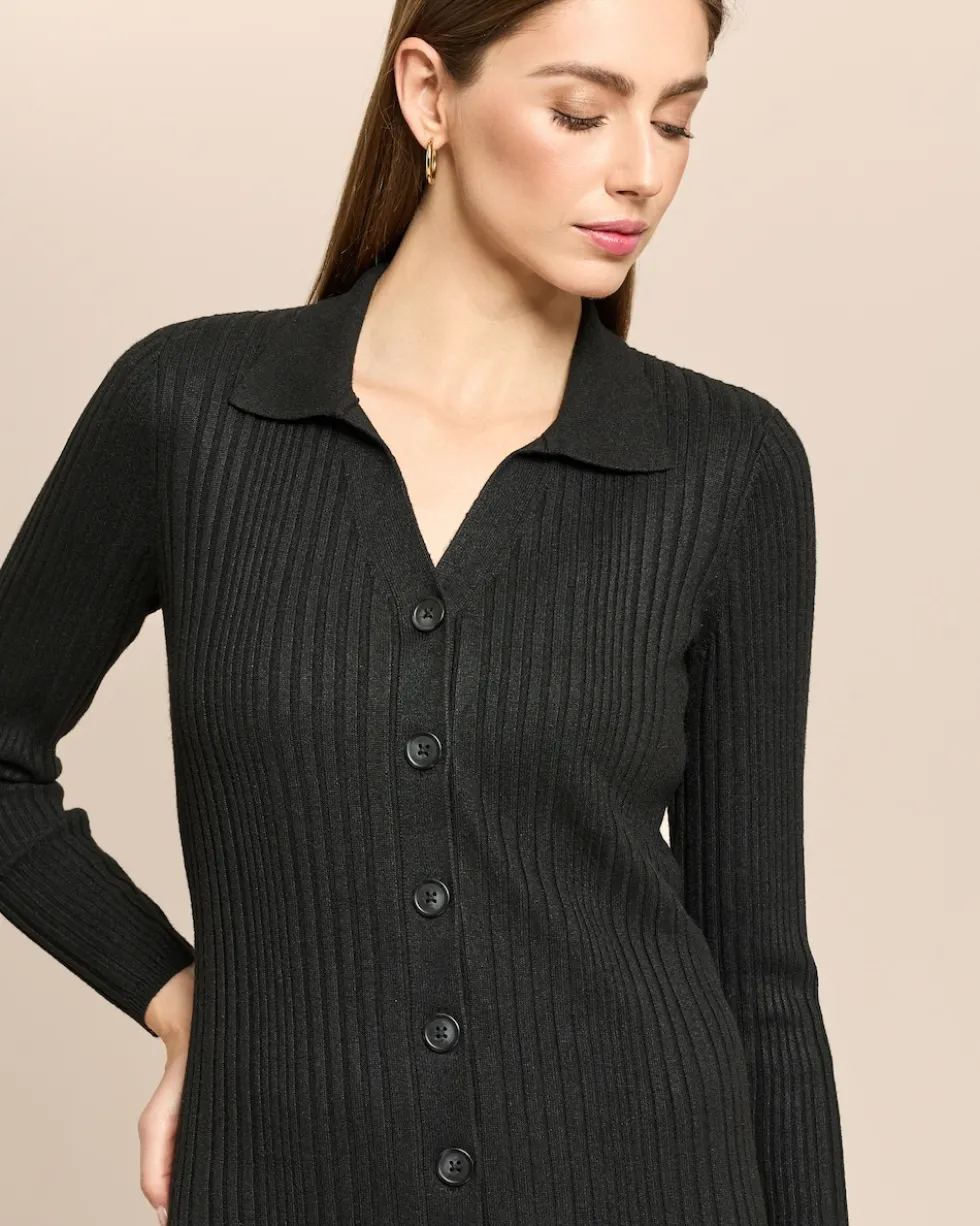 Longcardigan mit Rippstrickmuster