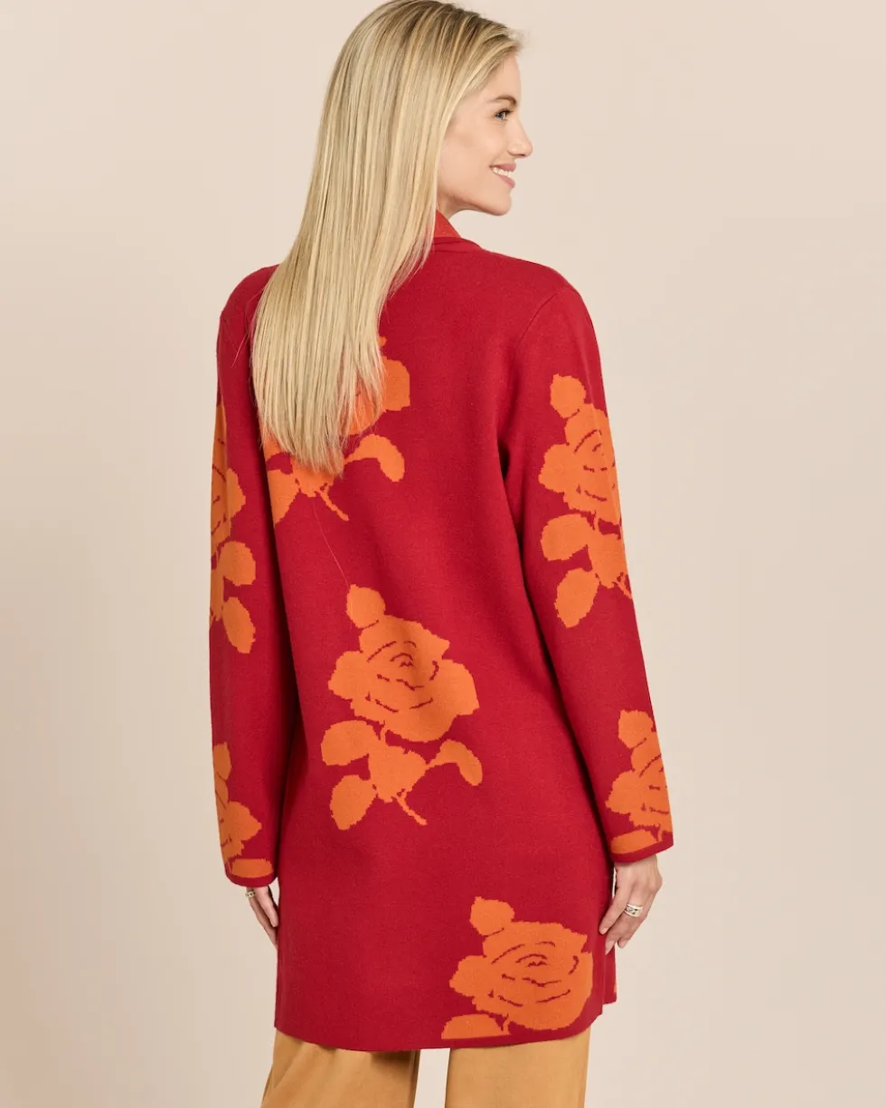 Longcardigan mit Rosen